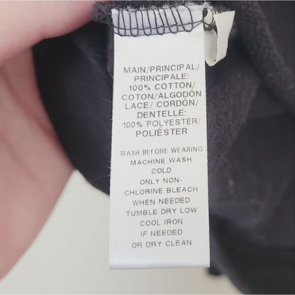 Loft Cold Shoulder Lace Black Long Sleeve Lightweight Sweatshirt Size Small - Picture 3 of 6